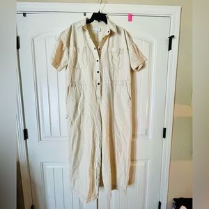 ASOS DESIGN Linen Look Boilersuit in Oatmeal (Never Worn)
